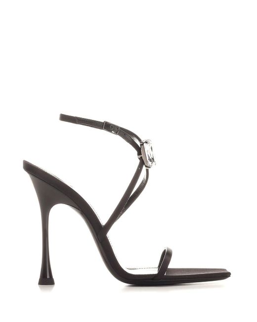 Saint Laurent Black "Harlow" Satin Sandals