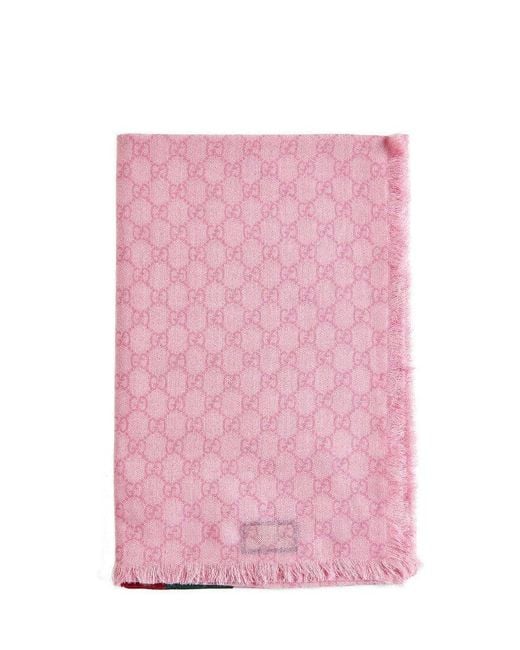 Gucci Pink Gg Wool Scarf for men