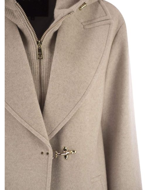 Fay Natural Double Front Wool Jersey Coat