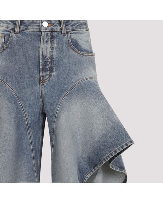 Alaïa Blue Ruffle Faded Jeans