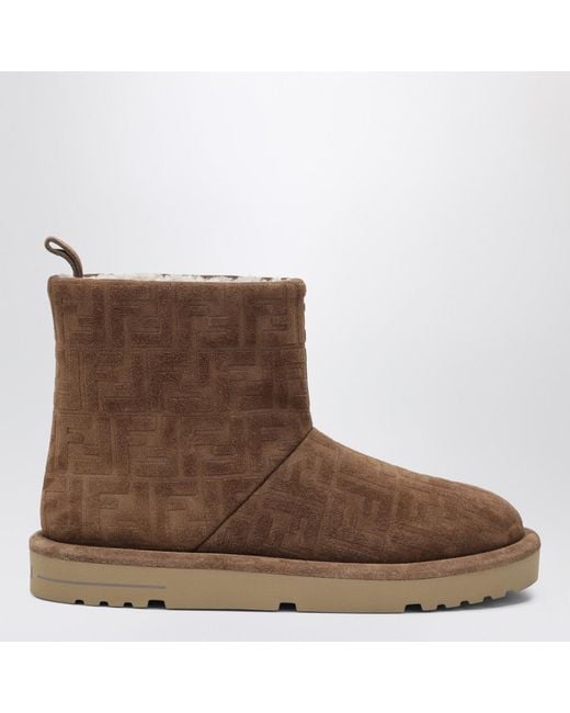 Fendi Brown Suede Ankle Boots for men