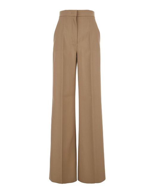 Max Mara Natural 'Fernet' Pants With Wide Leg And Logo Lettering On The Rear for men