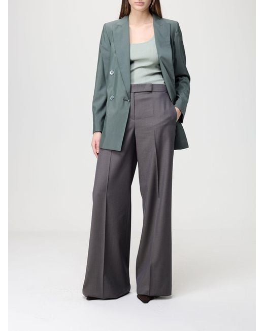 Max Mara Gray Flannel Palazzo Trousers