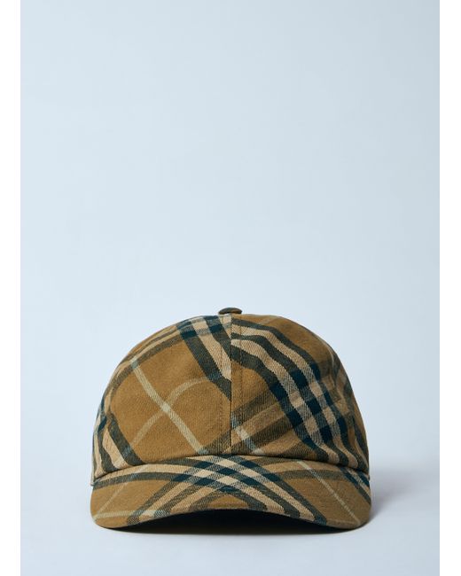 Burberry Green Check Cotton Baseball Cap for men