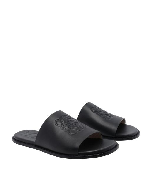 Loewe Black Flex Anagram Slide for men