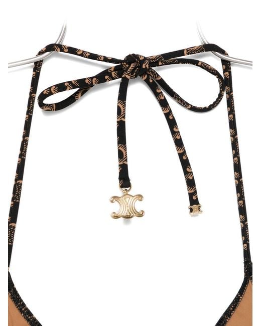 Céline Black Triomphe Bikini Top