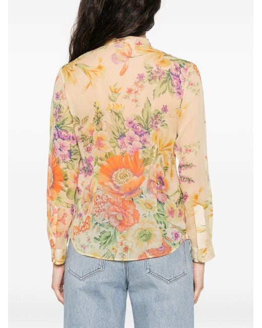 Céline White Printed Silk Blouse