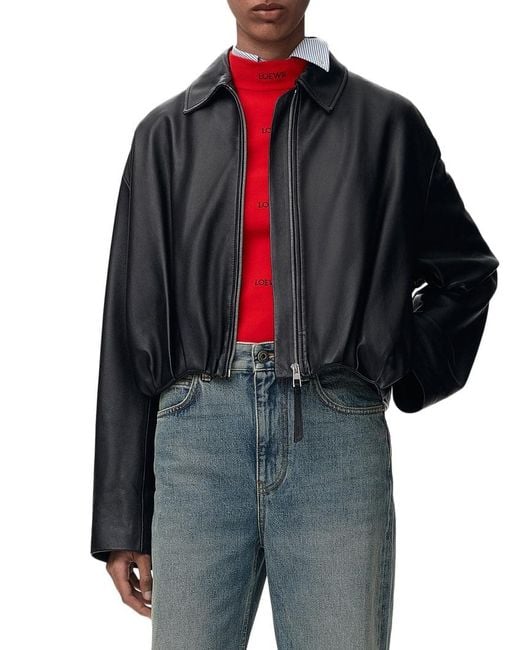 Loewe Black Lamb Nappa Jacket With Asymmetric Draping