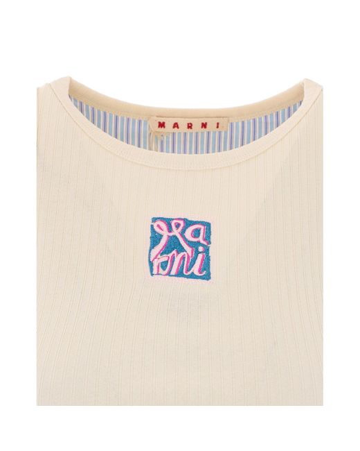 Marni Natural Frame Logo Top