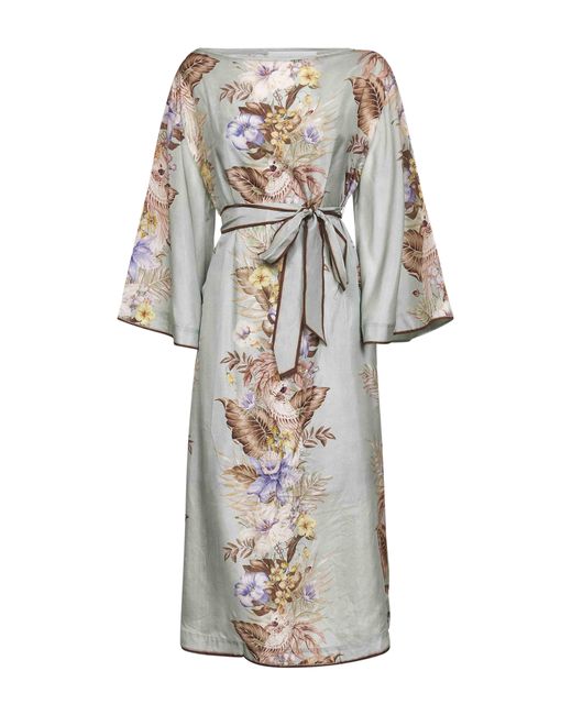 Zimmermann White Sage Multi Floral Silk Habotai Coco Tunic Dress