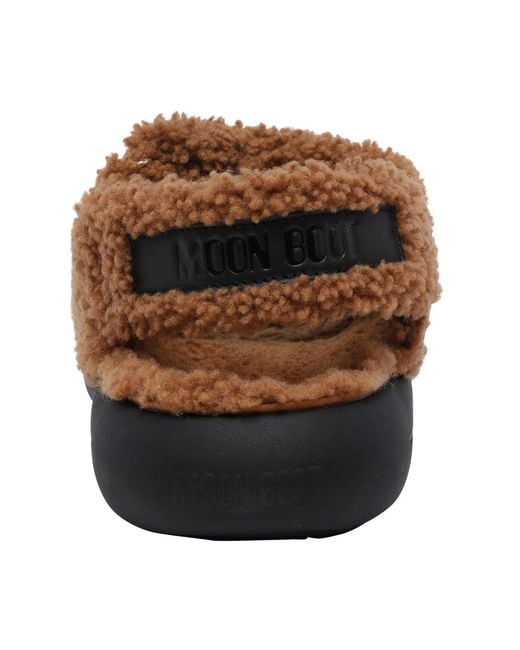Moon Boot Brown Shearling Sandals