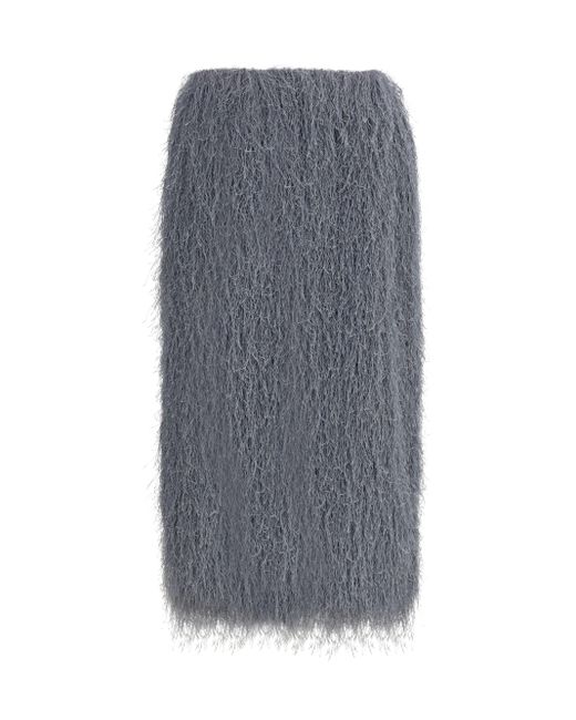 Dries Van Noten Gray Fringed Midi Skirt