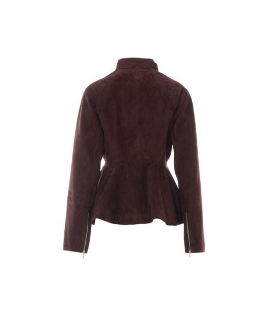 Alaïa Brown Peplum Suede Jacket