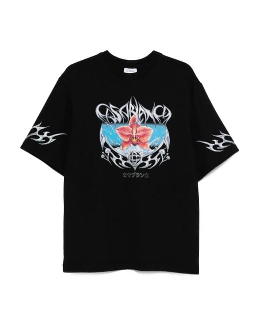 Casablanca Black Graphic T-Shirt for men