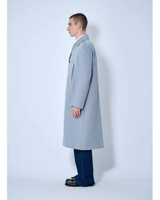 Gucci Blue Single-Breasted Wool Coat for men
