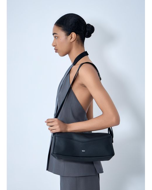 Max Mara Blue Rectangular Leather Shoulder Bag