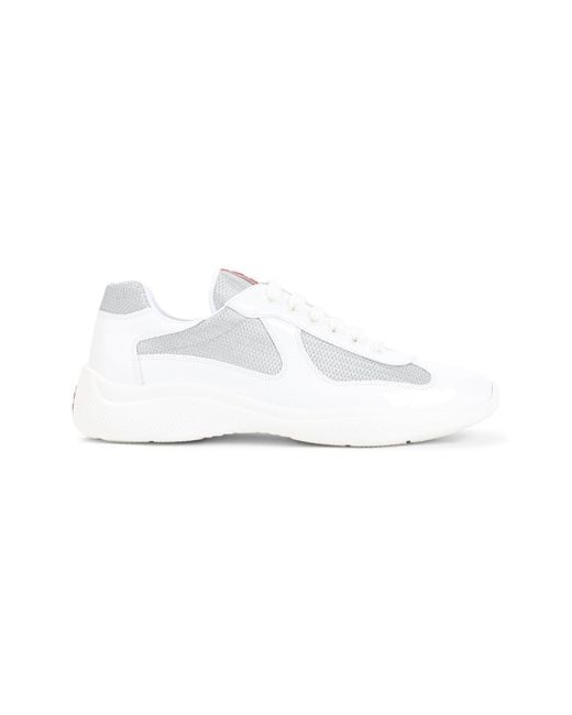 Prada White Calf Leather Sneakers for men