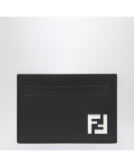Fendi Black Slim Squared Ff Card Holder for men