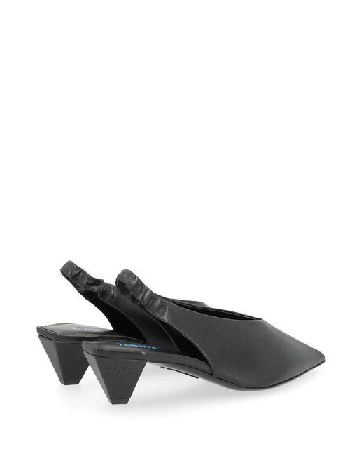 Loewe Gray Origami Cubic Lambskin Slingback