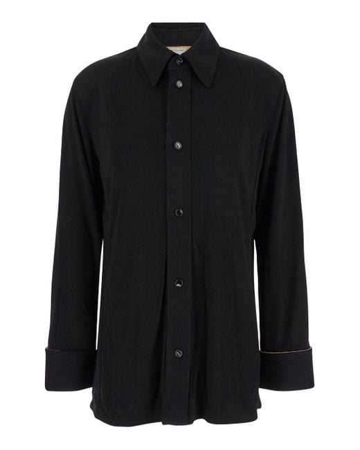 Bottega Veneta Black Shirt With Notebook Cuffs for men