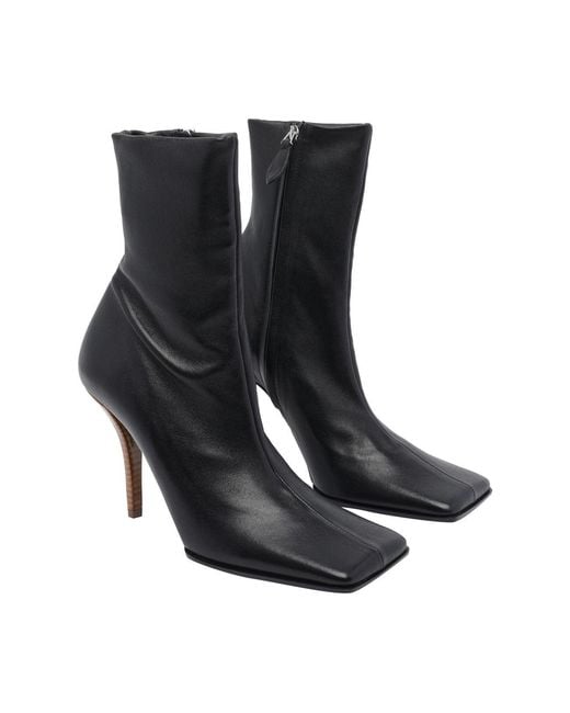 Alaïa Black Leather Soft Squared Pump Boots