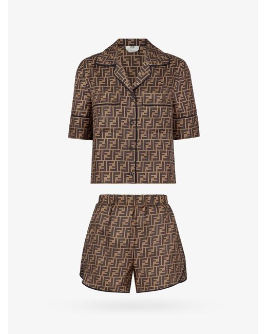 Fendi Silk Pajama Set with Matching Bag in Brown Lyst