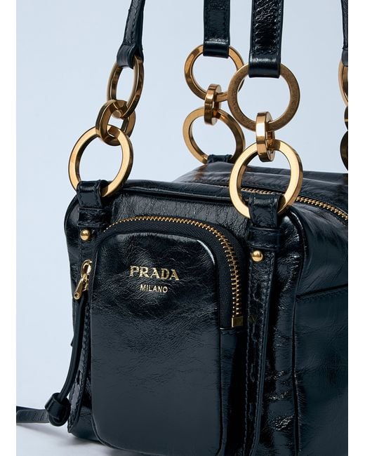 Prada Blue Mini Dangle Leather Handbag