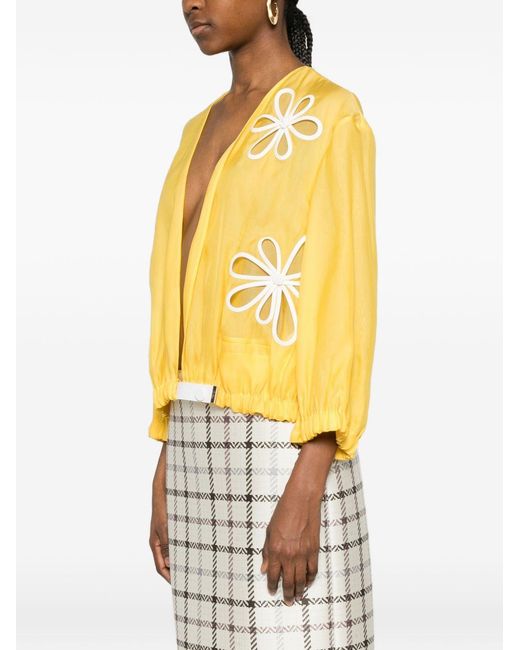 Fendi Yellow Embroidered Blouson Jacket