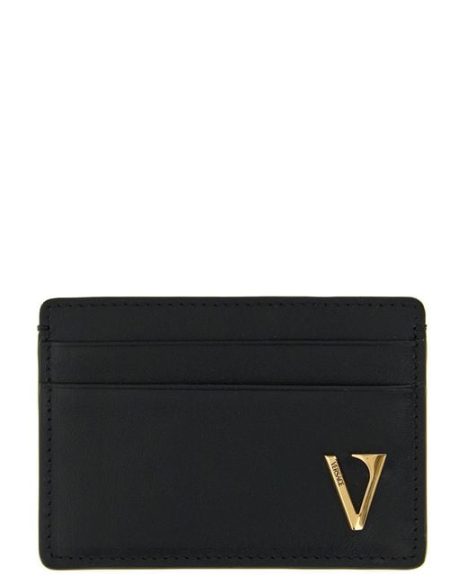 Versace Black 'V Logo' Card Holder for men