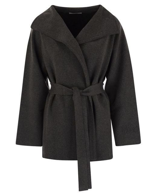 Max Mara Black Rea Viscose And Wool Dressing Gown Coat