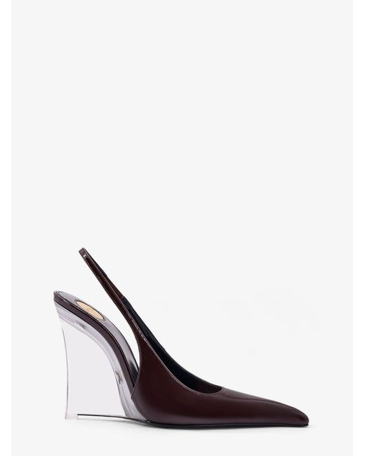 Saint Laurent White Miller 110 Patent Leather Slingback Dã£Âcolletã£Â