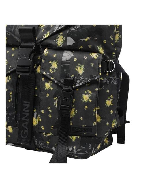 Ganni Black Re-Tech Printed Backpack