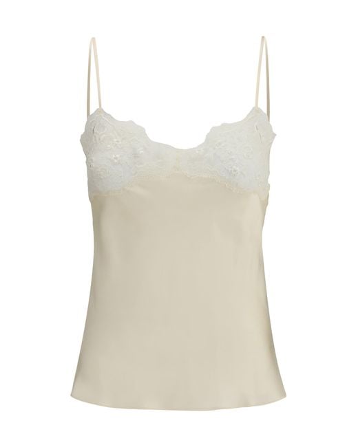 Chloé Natural Chloã Washed Silk Satin And Lace Camisole