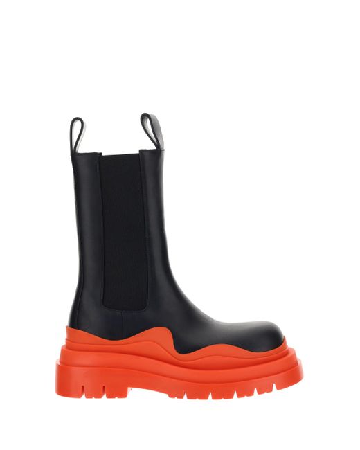 Bottega Veneta Calfskin Tire Ankle Boots in Black Lyst