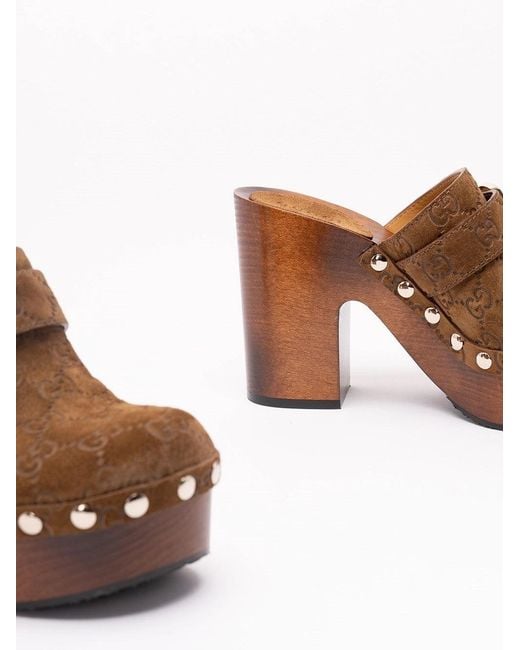 Gucci Brown 'Marmont' Clogs