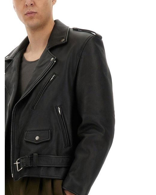 Saint Laurent Black Leather Biker Jacket for men
