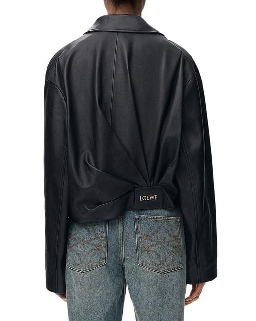 Loewe Black Lamb Nappa Jacket With Asymmetric Draping