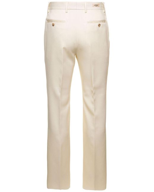 Gucci Natural Straight-Leg Pants With Cities Patch for men