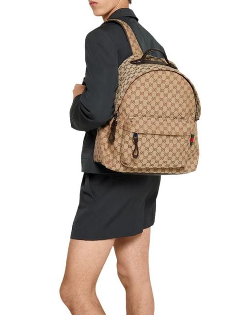 Gucci Natural Gg Fabric Backpack Medium Size for men