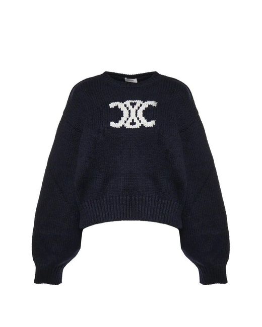 Céline Blue Triomphe Jacquard Knit