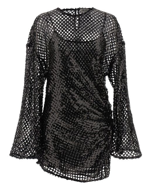 The Attico Black Sequin Mesh Dress