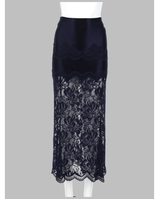 Rabanne Blue Lace Overlay Midi Skirt