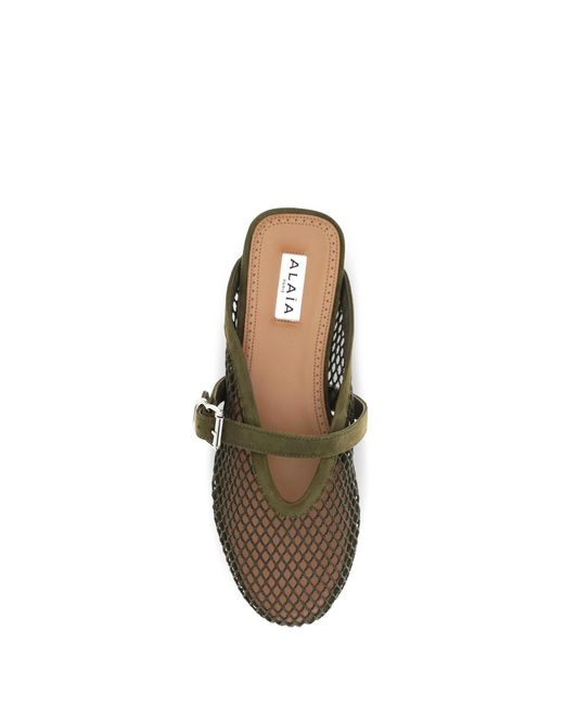 Alaïa Green Alaïa Flat Mesh Mules