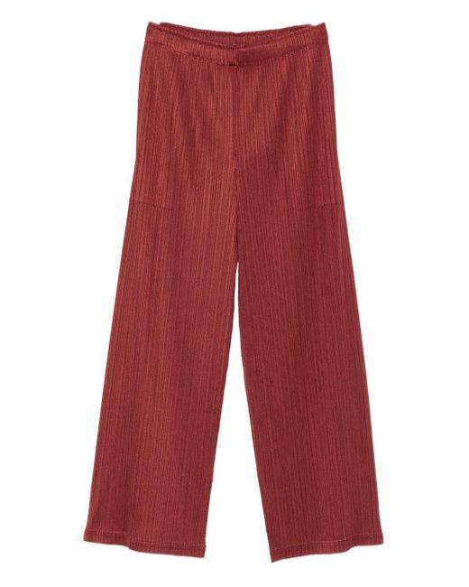 Pleats Please Issey Miyake Red Pleated Trousers