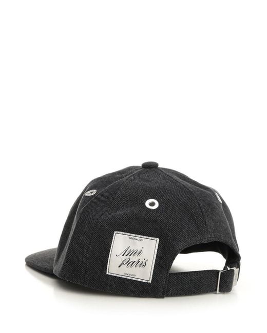 AMI Black Ami Denim Cap