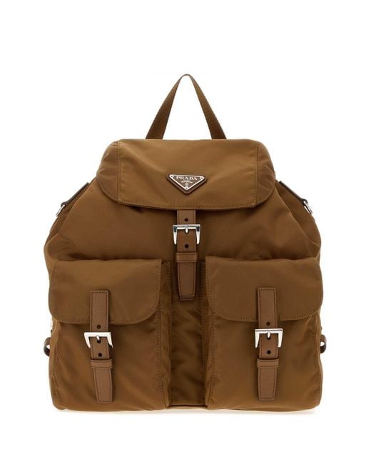 Prada Brown Camel Canvas Backpack