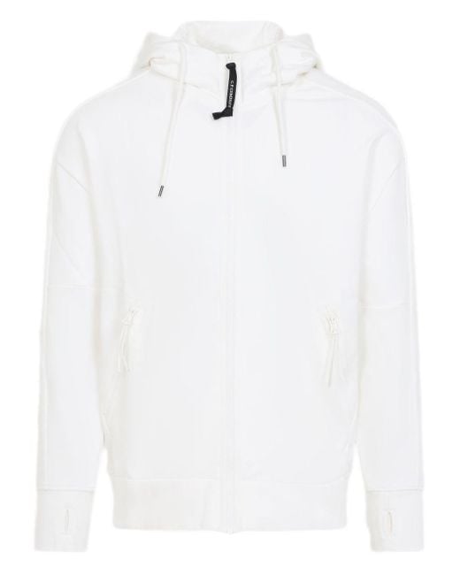 C P Company White Sweatshirts Hooded Open for men