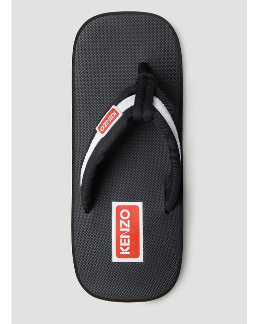 KENZO Black Logo Patch Flip Flops