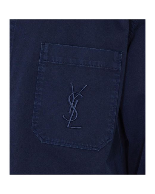 Saint Laurent Blue Cassandre Overshirt Jacket for men