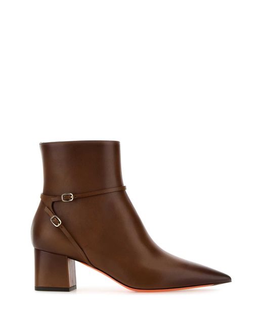 Santoni Brown Leather Blondie Ankle Boots